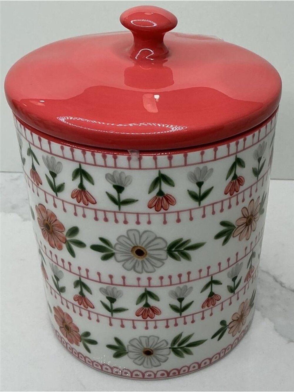 Potters Studio Cookie Jar Ceramic Canister Floral 6.5" H New